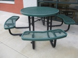 Round Outdoor Table with Attached Benches