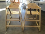Two Winco Stacking Wood Hi-Chairs