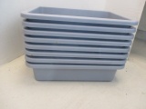 Eight Global Gray Plastic Bins