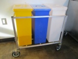 Win Holt Equipment Aluminum Cart with Three Large Plastic Covered Bins