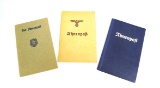 3 Original Nazi AHNENPASS Booklets ( Third Reich Family History, Aryan Race Ancestry Books)