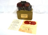 RARE WWII Bomber Goggles w/ Variable-Density Red Lens Used by Machine Gunners