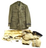 WWII AAF Navy Pilot ID'd with Flight Suit, Parachute Bag w/ Name, Ear Headsets, Caps, & More