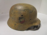 German M35 Afrika Korps Nazi Double Decal Helmet SE54 w/ Liner & Strap