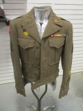 US Army Artillery Ike Jacket - Awesome Patch, Ribbon Bar w/ 4 Combat engagements