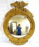 Antique Federal Eagle Gold Giltwood Frame with Convex Bubble Mirror