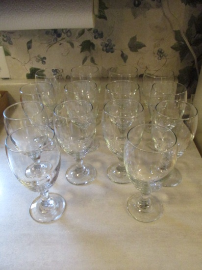 14 Stemmed Clear Glass Wine/Water Glasses