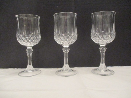 Three Crystal Wine Glasses