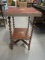 Spool Table w/shelf in old red paint