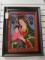 Madonna & Child Folk Painting on Glass w/wood matting