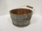 Antique Painted Wood Slat Banded Bucket with Bail Handle