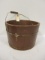 Vintage Wood Slat Banded Bucket Painted Brown