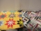 Two Vintage Hand Sewn Quilt Tops-Flower/Star Pattern, Log Cabin