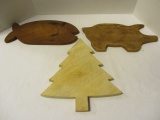 Wood Fish, Pine Tree and Pig Shaped Cutting Boards