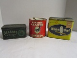 Union Leader Tin w/Eagle, White Owl Squires Tin, Belfast Cigar Tin