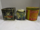 Lipton Tea Can from Eadella Tea Estate, Tea Caddy w/4 scenes, &