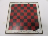 Red, White, Black Gameboard with Saw marks on back