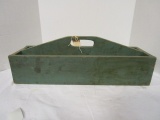 Wood Tool Carrier with Green Paint
