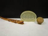 Wood alligator, Esso Plastic Bank, & Ceramic Lion