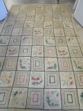 Hooked Rug with Flower Pattern