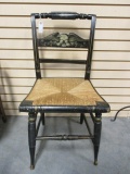 Hitchcock Style Chair with Stenciled Eagle and Rush Seat