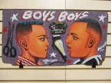 Hand Painted Barber Hair Cut Styles Sign on Board