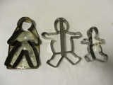 Three Large Old Gingerbread Man Cookie Cutters