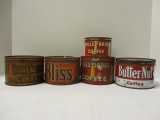 Five Vintage Coffee Cans-Hills Brothers, Lord Calvert, Bliss and Butternut