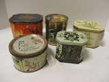 Five Vintage Tea and Candy Tins
