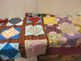 Two Vintage Hand Sewn Quilt Tops-Geometric Patterns