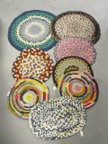 Eight Vintage Braided Pads and Mats