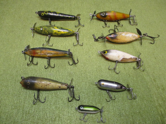 9 Vintage Fishing Lures w/Propellers -1 marked