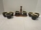 Set of Six Roseville Brown Drip Custard Cups and Condiment Caddy