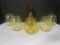 5 Amber Light Globes and Crackle Glass Shade