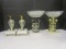 Pair of Figural Compotes with Marble Bases and Candlesticks with Marble Bases