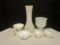 Milk Glass Ashtray, Vase, Planter, Compote, Mentholatum Jar, Custard Cups