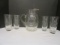 Glass Pitcher and Four Tea Glasses