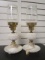 Pair of Milk Glass Hobnail Lamps with Glass Globes