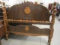 Full Size Antique Bed on Casters with Wood Rails