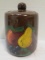 Vintage Pottery Cookie Jar with Hand Painted Fruit