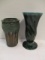 Hull USA Green Vase and Hand Thrown Pottery Vase