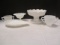 Milk Glass Compote, Sugar Bowls, White Lace Edge Candy Dish, and Shell Dish