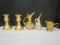 Wheeling Gold Creamer, Pair of Gold Candlesticks, and Two Ewers