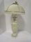 Three Bulb Lamp on Marble Base with Glass Shade