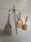 Coal Shovel and 1950s Three Piece Fireplace Set