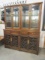 Two Piece Oriental China Cabinet with Beveled Glass Doors