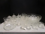 Early American Pattern Glass Bowls, Ashtray, Creamers and Sugar Bowls, Glasses, Milk Pitcher