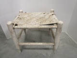 Woven Top Wood Footstool