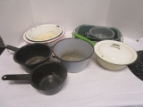 Enamelware Baking Pans, Bowls, Cooking Pots and Lid