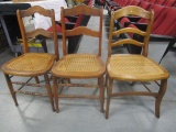 Three Caned Seat Chairs